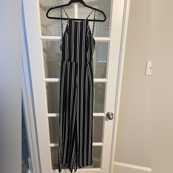 HYFVE Black and White Striped Halter Wide-Leg Jumpsuit - Picture 4 of 8